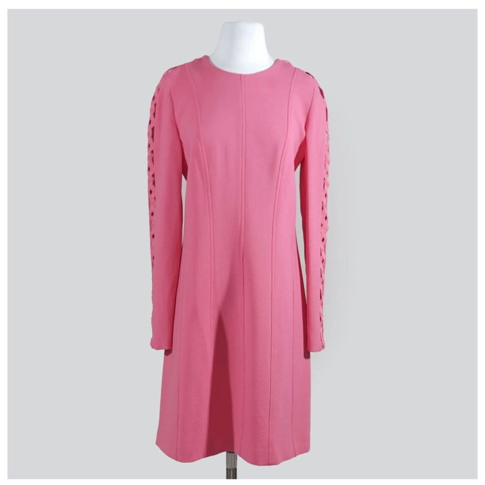 Lela Rose Wave Inset long Sleeve Night out dress